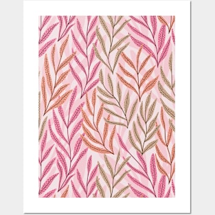 Calm leaves in pink Posters and Art